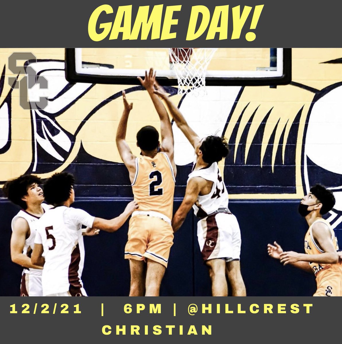 🚨GAME DAY!🚨

🏀| Non-League 
🆚| Hillcrest Christian High School
⌚️| 6:00 PM
📍| Hillcrest Christian

#JustUs #TheSCWay👼🏾