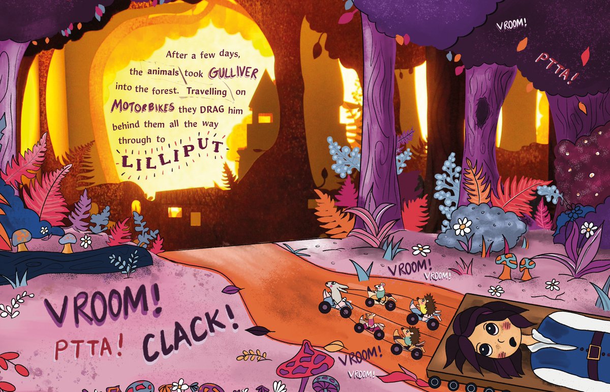 Katieanndesign's tweet image. Loved creating the illustrations and design for reinventing Gulliver&apos;s Travels as a children&apos;s book! Made through photographing laser cut paper in the background and overlaying with a digital illustration. 

#childrensbookdesign #childrensbookillustration #illustration #design