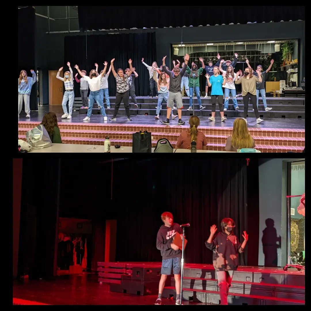 LTMSdrama's tweet photo. Actors, designers, technicians, and puppeteers are busy working on exciting shows in all three levels of Theatre Arts! 🎭🎬✍️🕺👨‍💻 @LTFineArts https://t.co/hiK1W4hLp8