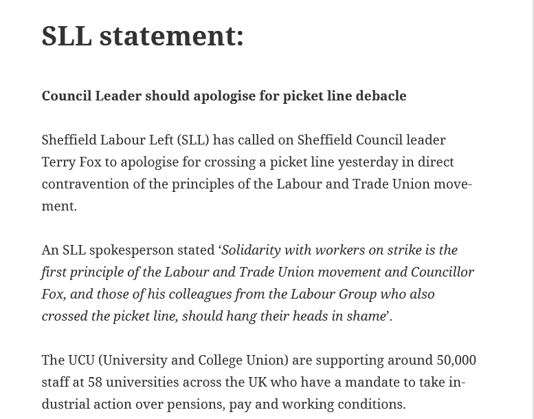LeftSheffield's tweet photo. Sheffield Council Leader should apologise for crossing #UCU picket
https://t.co/IIhGnccHfM https://t.co/2nwyhiCaZV