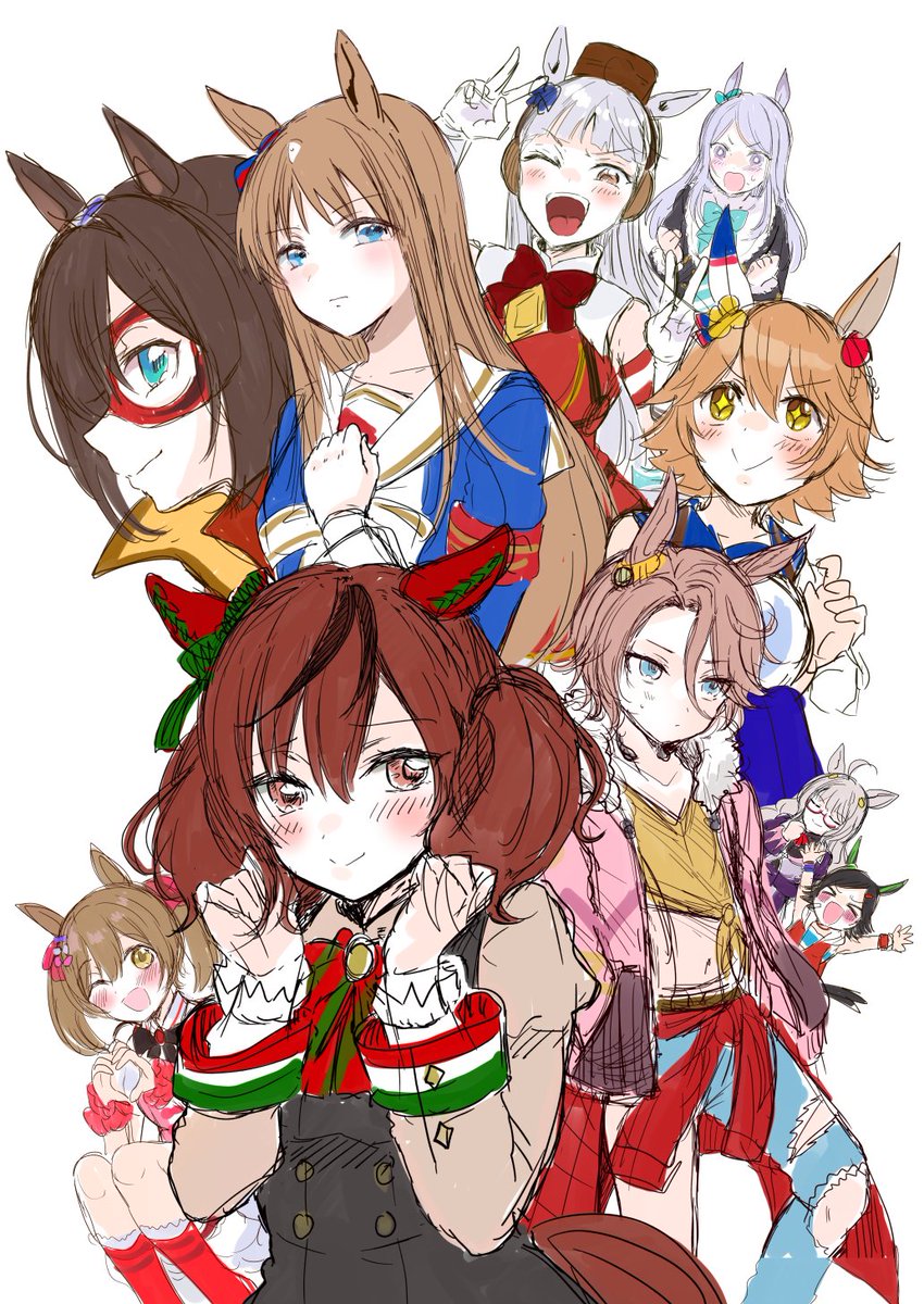 ゴールドシップ(ウマ娘) ,ナイスネイチャ(ウマ娘) 「ウマ娘合同表紙ラフできた…グラスとエル以外まじの初描きです!!! 」|源🦎単行本発売中のイラスト