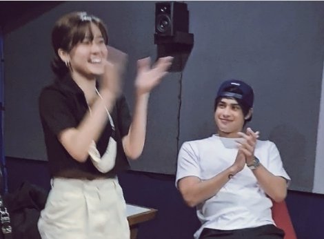 Krishteynnn's tweet photo. Reaction after watching LICB trailer for dubbing. 🖤🤍

Happy for you @bellemariano02 and @donnypangilinan ! 🙂 https://t.co/ZXfxEavNL7
