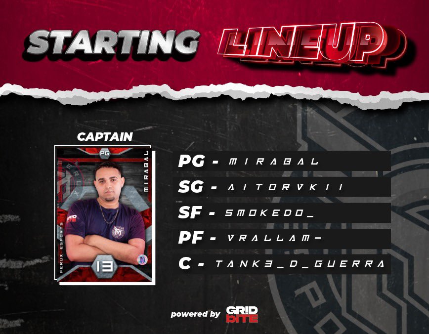🔺Our Official Ferux Reverse Lineup 
🔹Lead by All Star PG <a href="/mirabalx31/">Steven Medina 🇩🇴🥇</a> 
🔺Spaniard sensation SG <a href="/aitorvk11/">VK</a> 
🔹One of the top locks SF @smokedo_ 
🔺Versatile &amp; High IQ PF <a href="/Brianreyees/">Brian</a> 
🔹 PR FIBA Selection C <a href="/TanK3_/">TanK3 🇵🇷</a> 

⚡️Powered By <a href="/gridbiteoficial/">GRIDBITE</a>