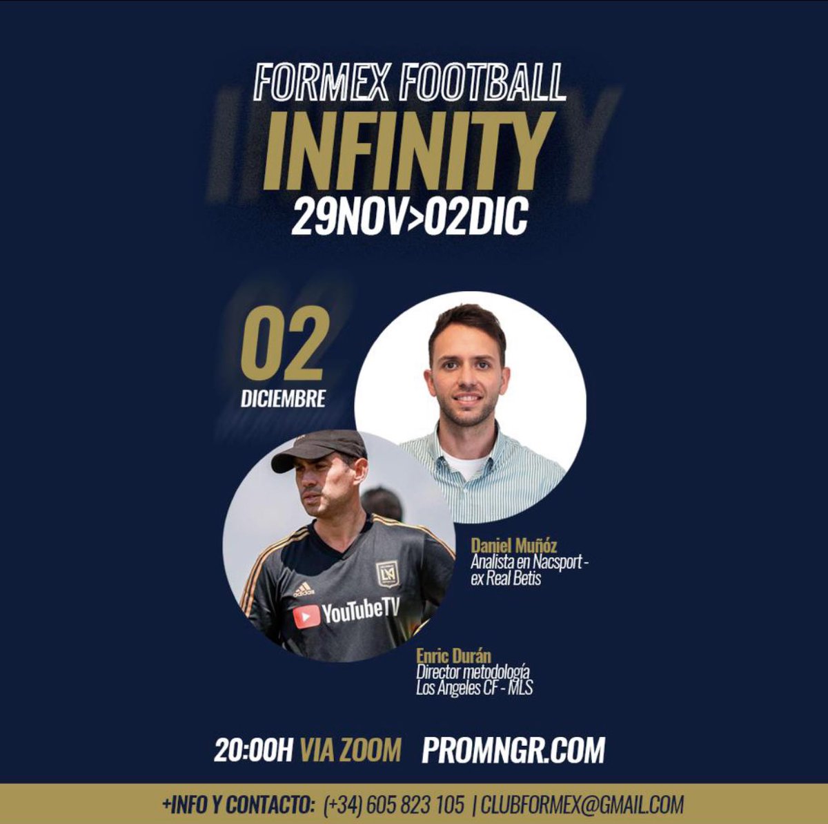 FormexF's tweet photo. 📌 Formex Football INFINITY 💫 

¡4ª jornada del evento y muchas sorpresas! ⬆️⬆️

🗣 Enric Duran 👉 Director de metodología de @SomosLAFC 

🗣 @_DaniMunoz_ 👉 Asesor en @NacsportES 

📝 Bloque ➡️ Metodología de Alto Impacto y Analisis 

✍️ ¿Preparad@s? ¡VAMOS!

#FFI2021 https://t.co/wEu5Dtho5y