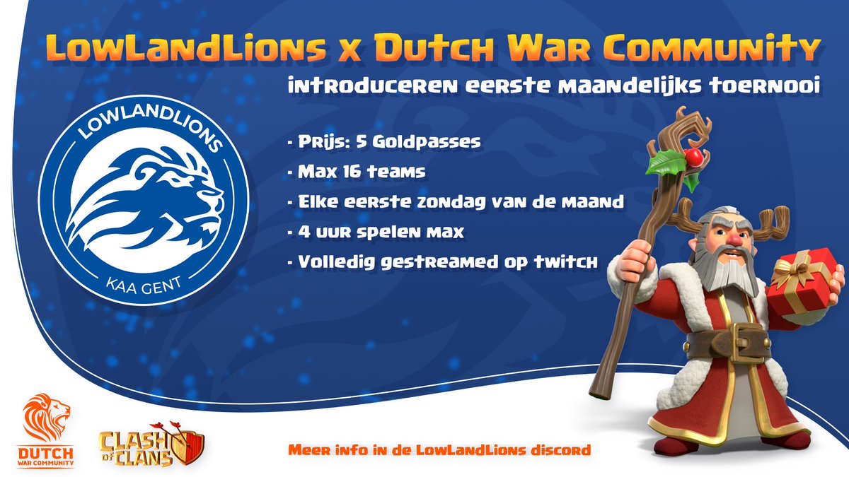 DWC gaat in samenwerking met @thelowlandlions. Eerste toernooi gaat van start in januari! 🔥🔥 (th14 only)