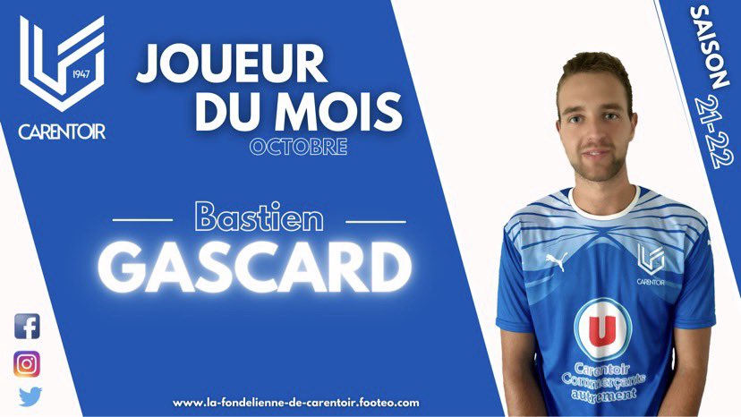 ⚠️ 𝙈𝙚𝙞𝙡𝙡𝙚𝙪𝙧 𝙟𝙤𝙪𝙚𝙪𝙧 𝙙𝙪 𝙢𝙤𝙞𝙨

Le meilleur joueur du mois d’Octobre a été élu.
Il s'agit de... 𝘉𝘢𝘴𝘵𝘪𝘦𝘯 𝘎𝘢𝘴𝘤𝘢𝘳𝘥 !

Bravo à lui🏆

➡️ la-fondelienne-de-carentoir.footeo.com/actualite/2021…