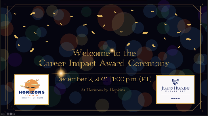 molinagian's tweet photo. #Horizons2021 Starting now, Horizons by Hopkins 2021, with the inaugural Career Impact Award Ceremony. At 2 p.m., join me &amp; @martsliwa for the Welcome and Opening of the conference with @faroukdey! Register here: https://t.co/obw7tnZRWx https://t.co/GaaFIM9wB4