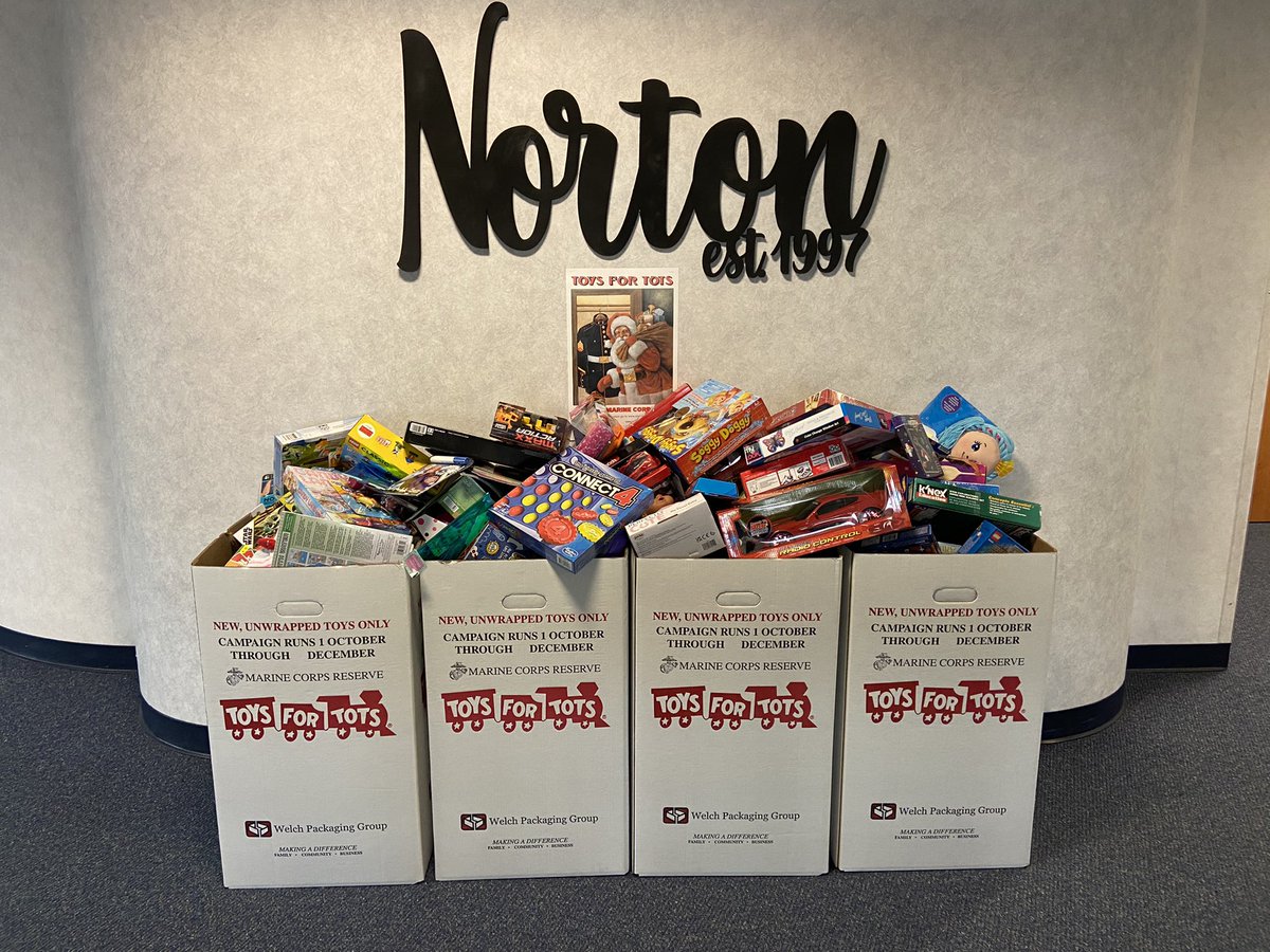 WOW! We are only on day 2 of our <a href="/ToysForTots_USA/">Toys for Tots</a> campaign at Norton and all 4 bins are overflowing! ❤️

Thank you, <a href="/NortonKnights/">Norton Knights</a>, for giving #MORE!