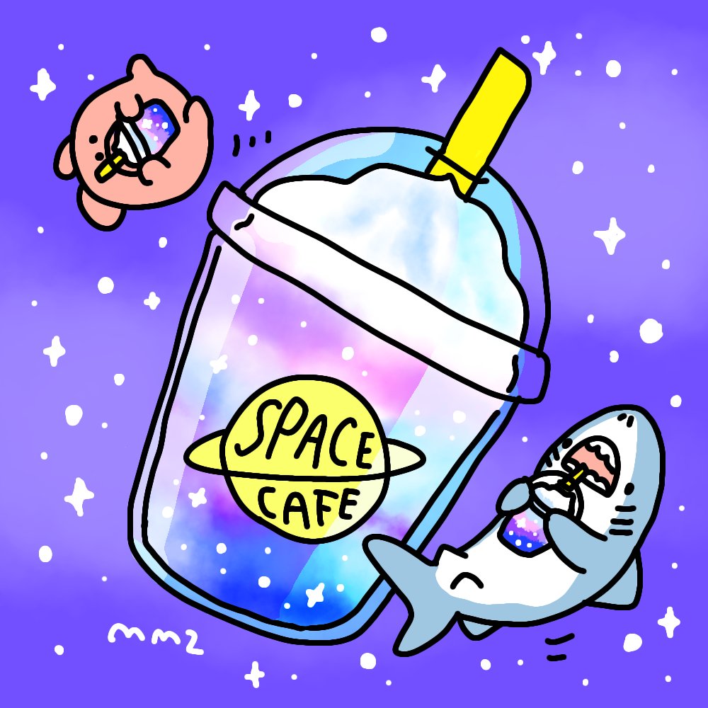 「宇宙フラペチーノ#イラスト  #サメとメンダコ 」|サメとメンダコ🦈🐙namelessmm2のイラスト