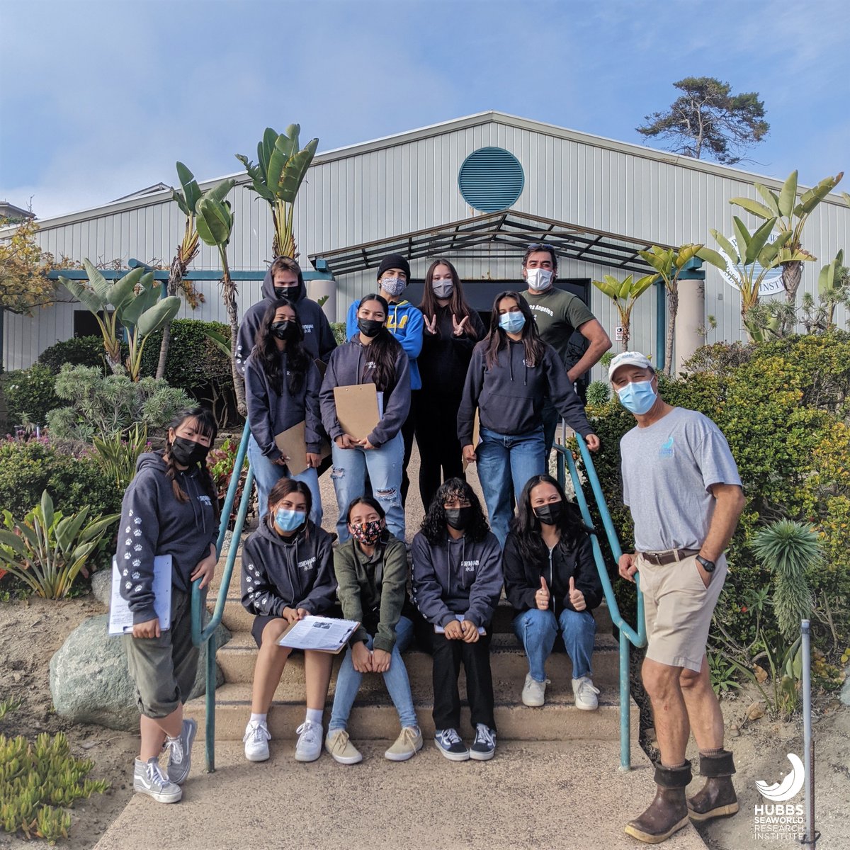 HubbsSeabass's tweet photo. Thanks to 
@POLAHS
 for coming down for a tour of @HubbsResearch  Hatchery. These students are getting hands-on #aquaculture experience as part of the #seabassintheclassroom program
Thanks for the support from #sdgegiving
#ocean #science #education #STEM https://t.co/2iOWBnxeiB