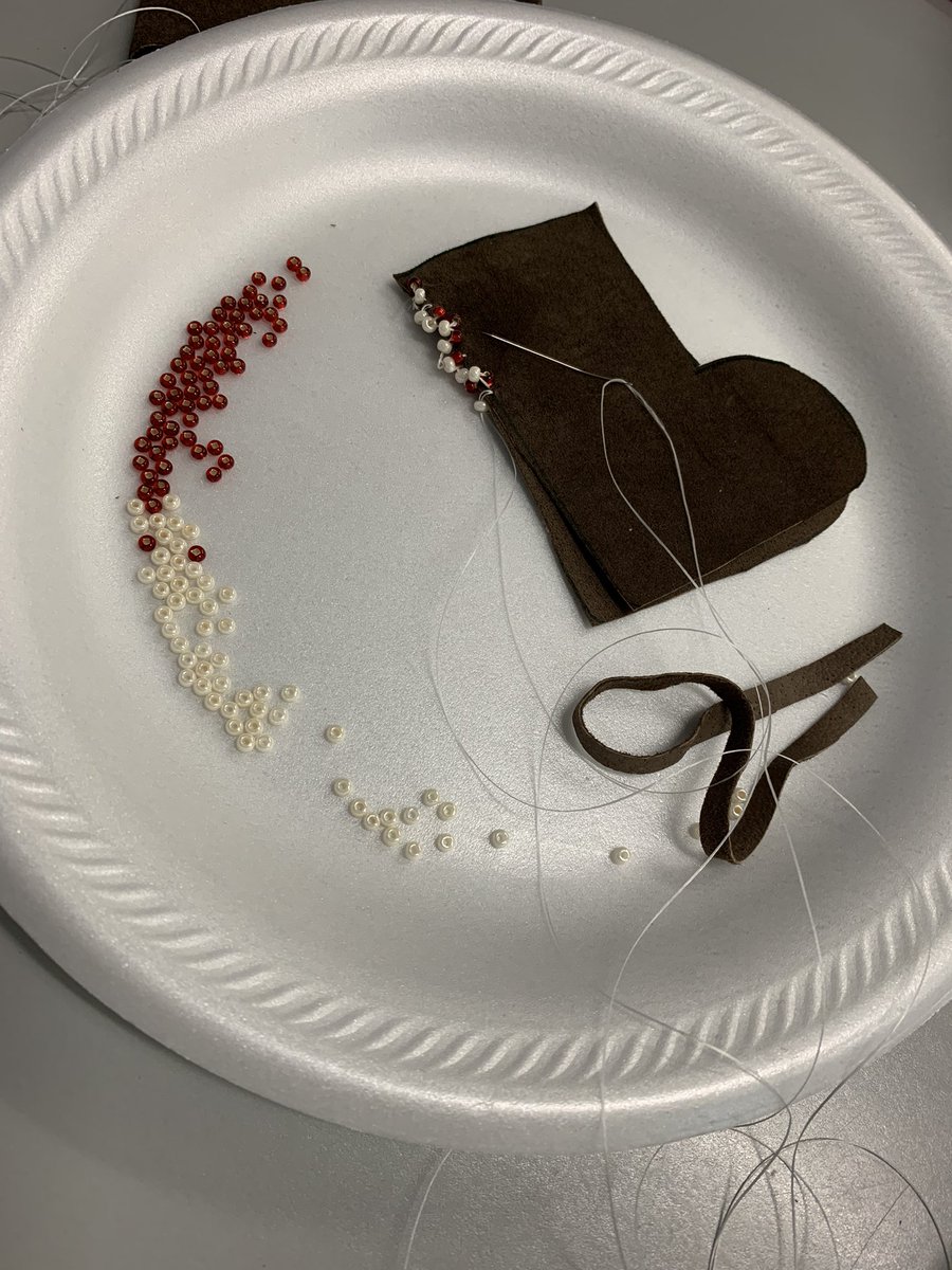 Didn’t have time to take pics of kids in action but we started our Christmas beading project with our Indigenous Education Worker who is so skilled and knowledgeable!! ♥️ #sd28