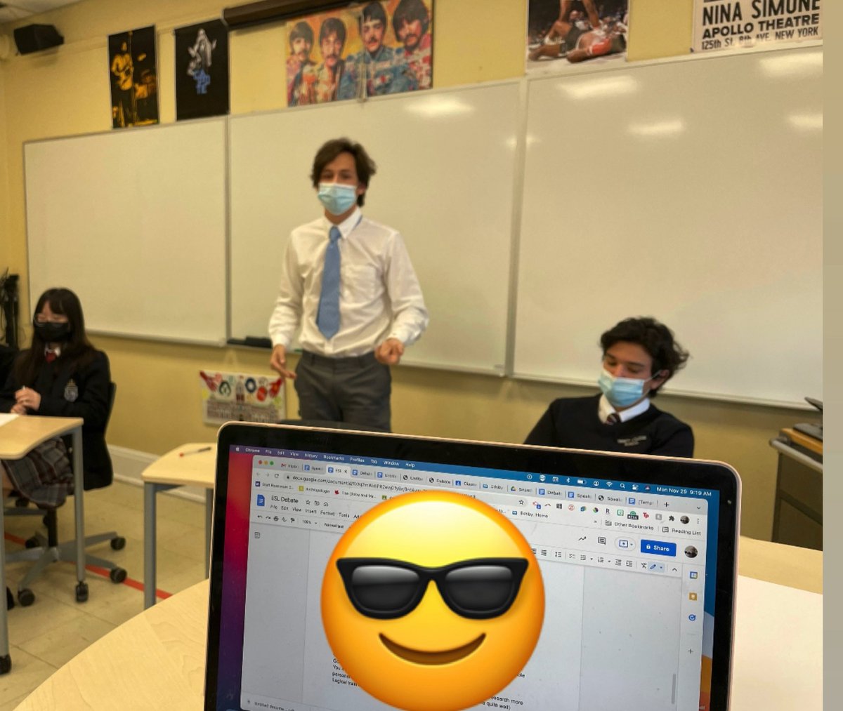 AndreaMathieson's tweet photo. It’s debate week in ESL. The resolution was “Money can’t buy happiness.” Students planned, researched, spoke, responded, and refuted. One team even says they’re going to volunteer for the next round of house debates! https://t.co/haROPc9S6a