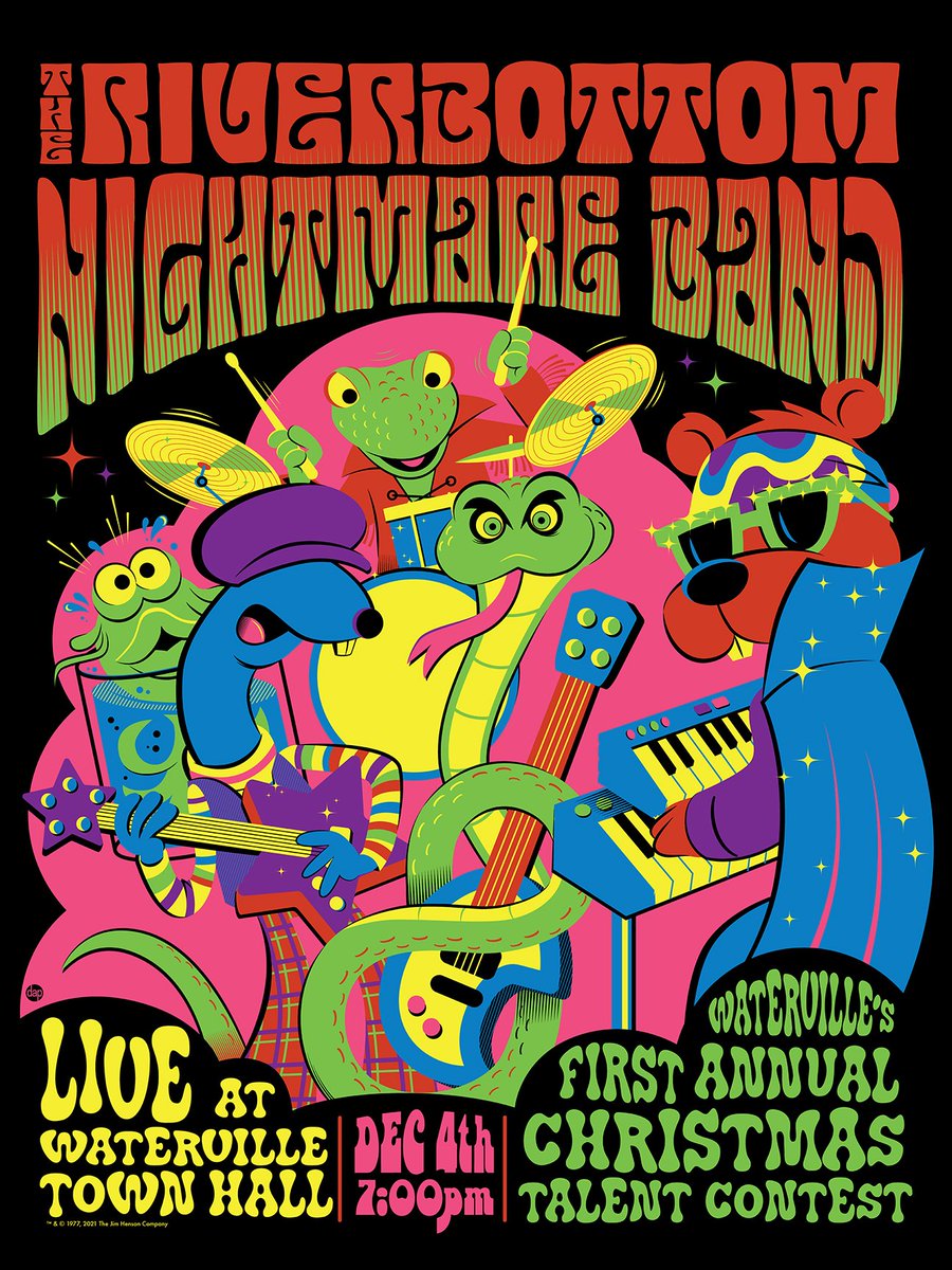 <a href="/PlasticMeatball/">Plastic Meatball</a> and <a href="/Montygog/">dave perillo</a> teamed up to release a limited edition gig poster for #EmmetOtters' #RiverbottomNightmareBand!

#TheJimHensonCompany 

muppet-stuff.blogspot.com/2021/12/limite…