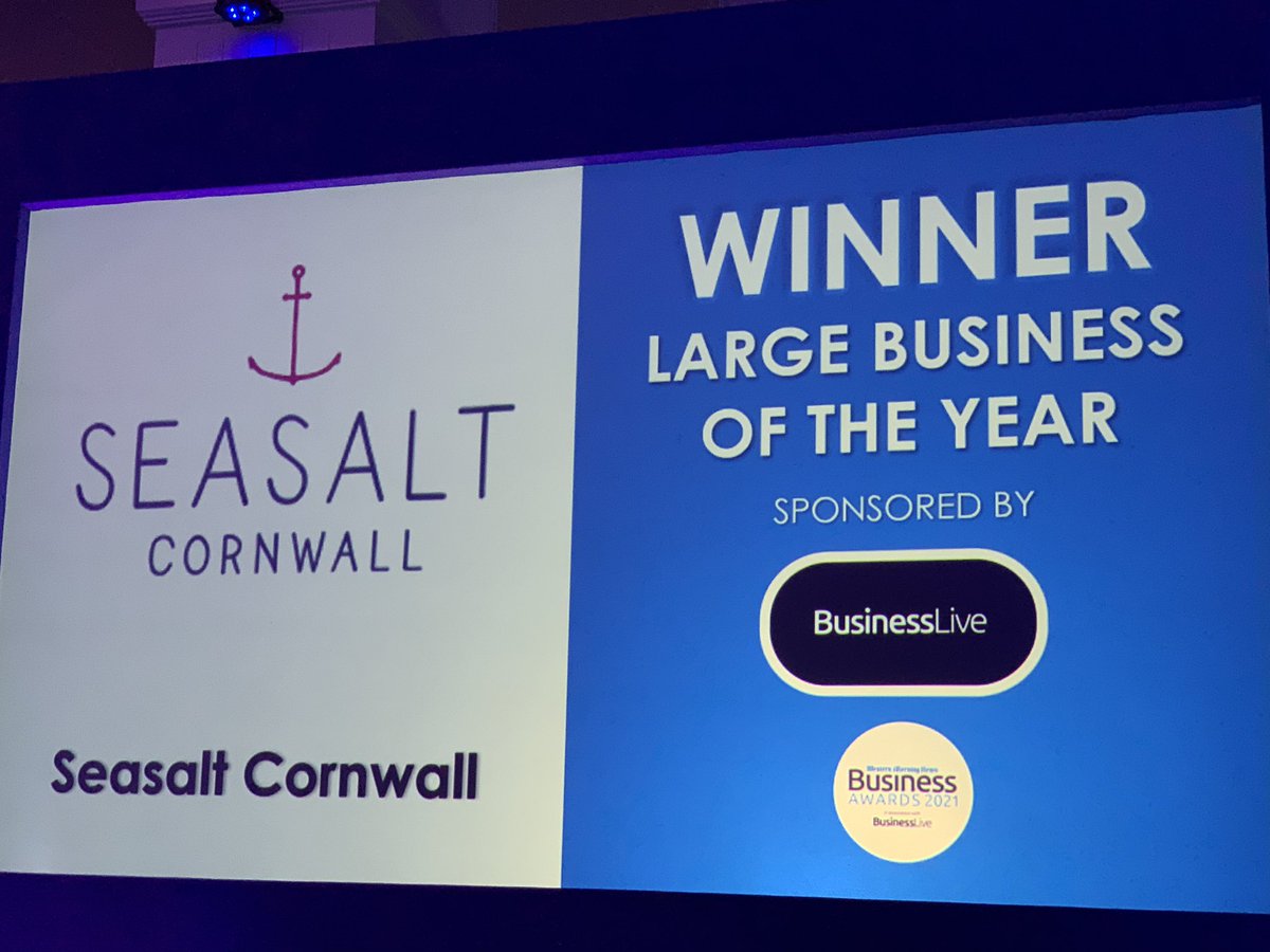 MsClareMBaker's tweet photo. Large Business of the year goes to @seasaltclothing 👏🏻👏🏻 And we have two Chamber Directors to present it @cornwallchamber @Chamber_Devon #WMNBusinessAwards #SWPowerHouse https://t.co/2XBUoNfHLh