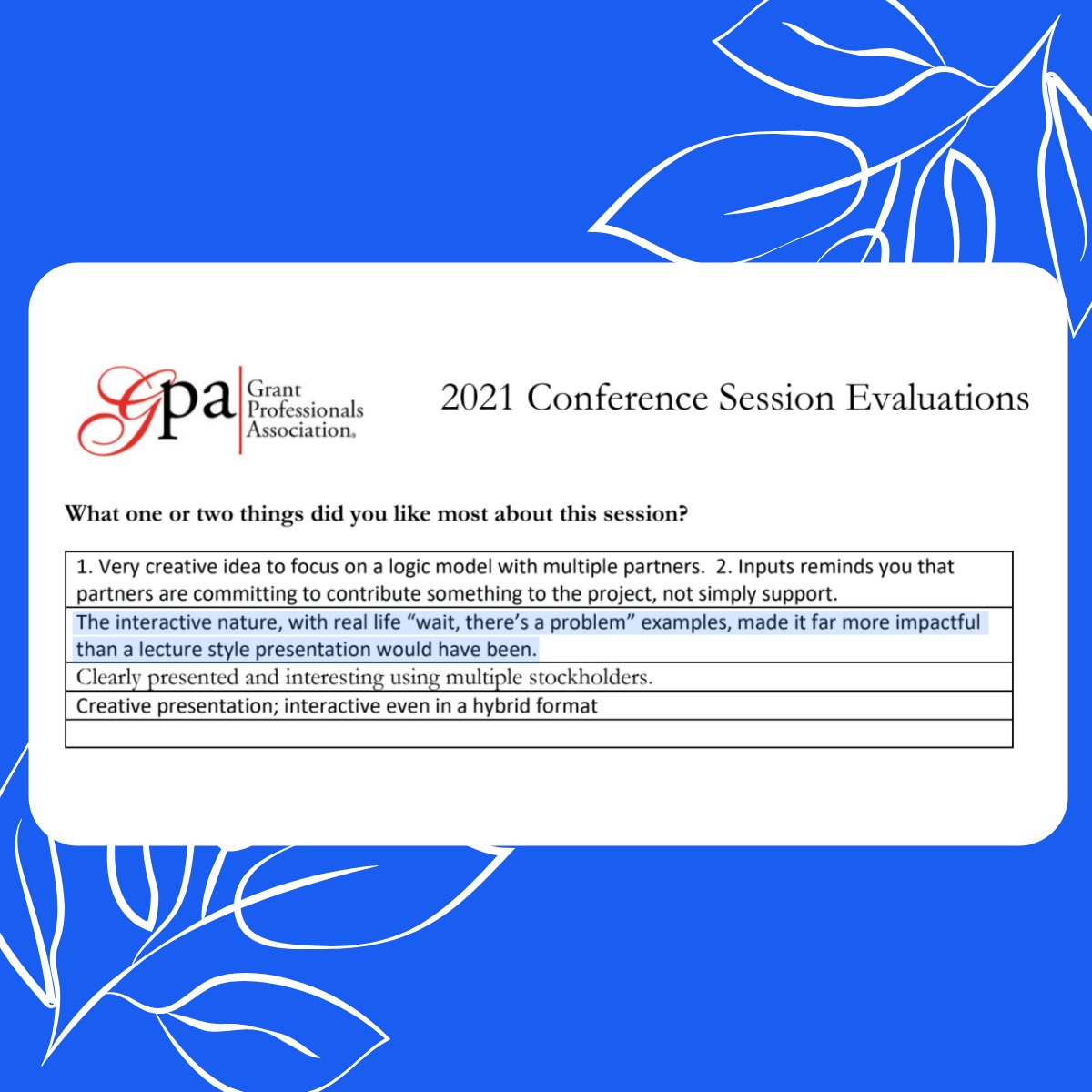 Love facilitating interactive workshops. I'm glad it's appreciated. #Evaluation #LogicModel #Workshop