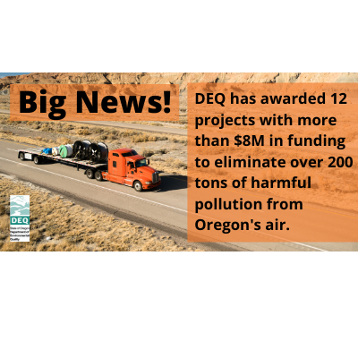 OregonDEQ's tweet photo. Oregon DEQ has announced recipients of the 2021 Diesel Emissions Mitigation Grants, Projects will remove air contaminants affecting public health &amp; climate by retrofitting/replacing older medium- &amp; heavy-duty diesel equipment w/ new, cleaner alternatives. https://t.co/QXaZrTSyzO https://t.co/LzO52XqQvF