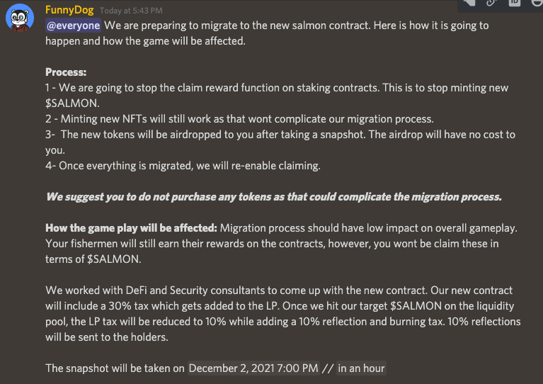 LinkerToad's tweet image. @BearEatsSalmon just released the terms of the new $Salmon contract. Spoiler: They delivered. 

The thread below breaks this down for you. 

#BEARGAME #BEAREATSSALMON