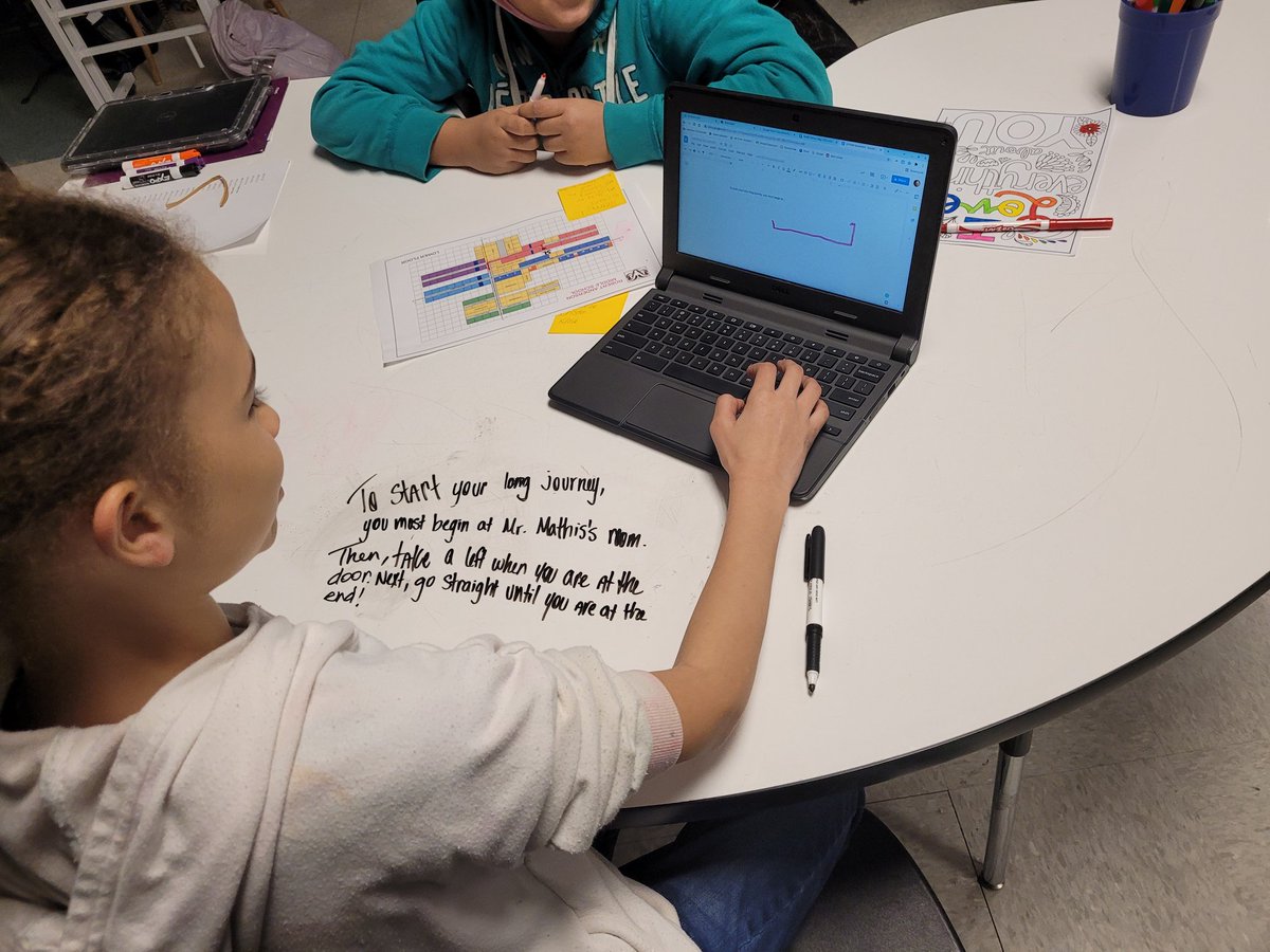 Mrs. Lukac's class write clues 🧩 for 6th grade students to use on their school wide scavenger hunt 🔍. <a href="/RAMiddle_RAMS/">Robert Anderson</a> #RAMSinspire #a5instruction
