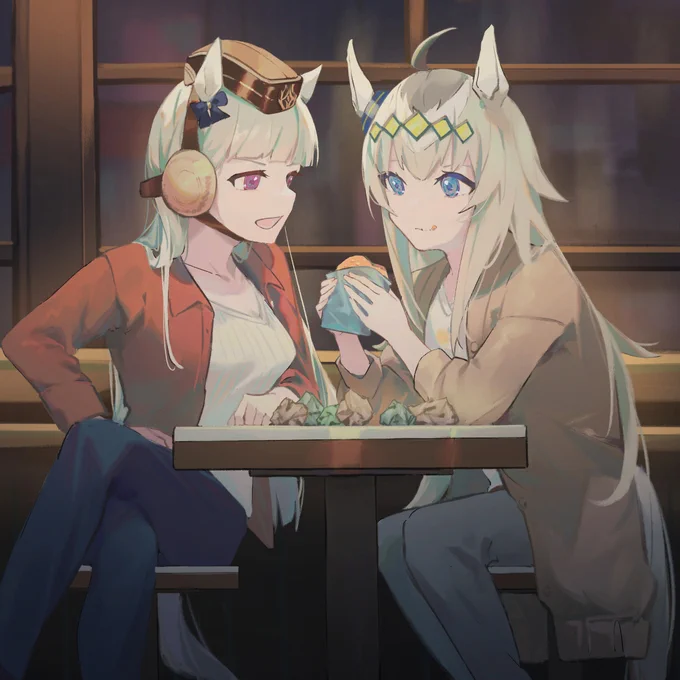 実況プレイ後のゴルシとオグリ
#ウマ娘 