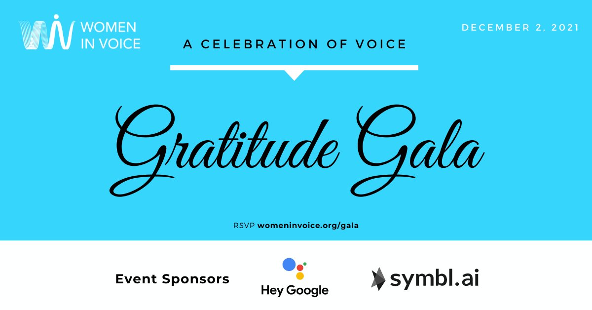 WomenInVoice's tweet photo. 👏A round of gratitude to our incredible #wivgala sponsors #GoogleAssistant &amp; @symbldotai!👏

🎉AMAZING talks today from @chatasweetie, @surbhirathoree, @E_Scallon, @cpearl42.

💐Grateful to partner with orgs who share our mission. https://t.co/urYgOZORVu