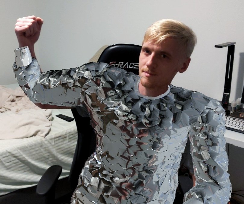 ToddKellgren's tweet photo. Flexin' my @dematerialised #HexJerzo

I am very excited to see how this AR technology evolves. 

In my opinion, AR tech for social media will be one of the biggest catalysts for adoption of digital fashion NFTs, next to in-game wearables.

Its gonna get nuts 🥜🥜 https://t.co/CzLmPYLvaM