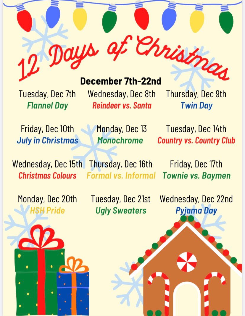HSH Student Council (@hsh_stuco) on Twitter photo Our 12 Days of Christmas that will be starting the 7th! We cannot wait to get HSH Holiday cheer started❤️🖤 <a href="/HolySpiritHS/">Holy Spirit High</a> Our 12 Days of Christmas that will be starting the 7th! We cannot wait to get HSH Holiday cheer started❤️🖤 <a href="/HolySpiritHS/">Holy Spirit High</a>