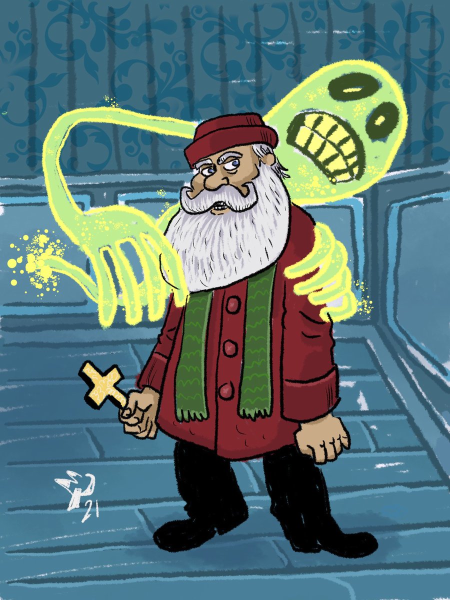 Merging two of my favorite Holiday traditions, Santa and ghost stories #sketchcharlotte #charlotteiscreative #santa #christmasghoststories