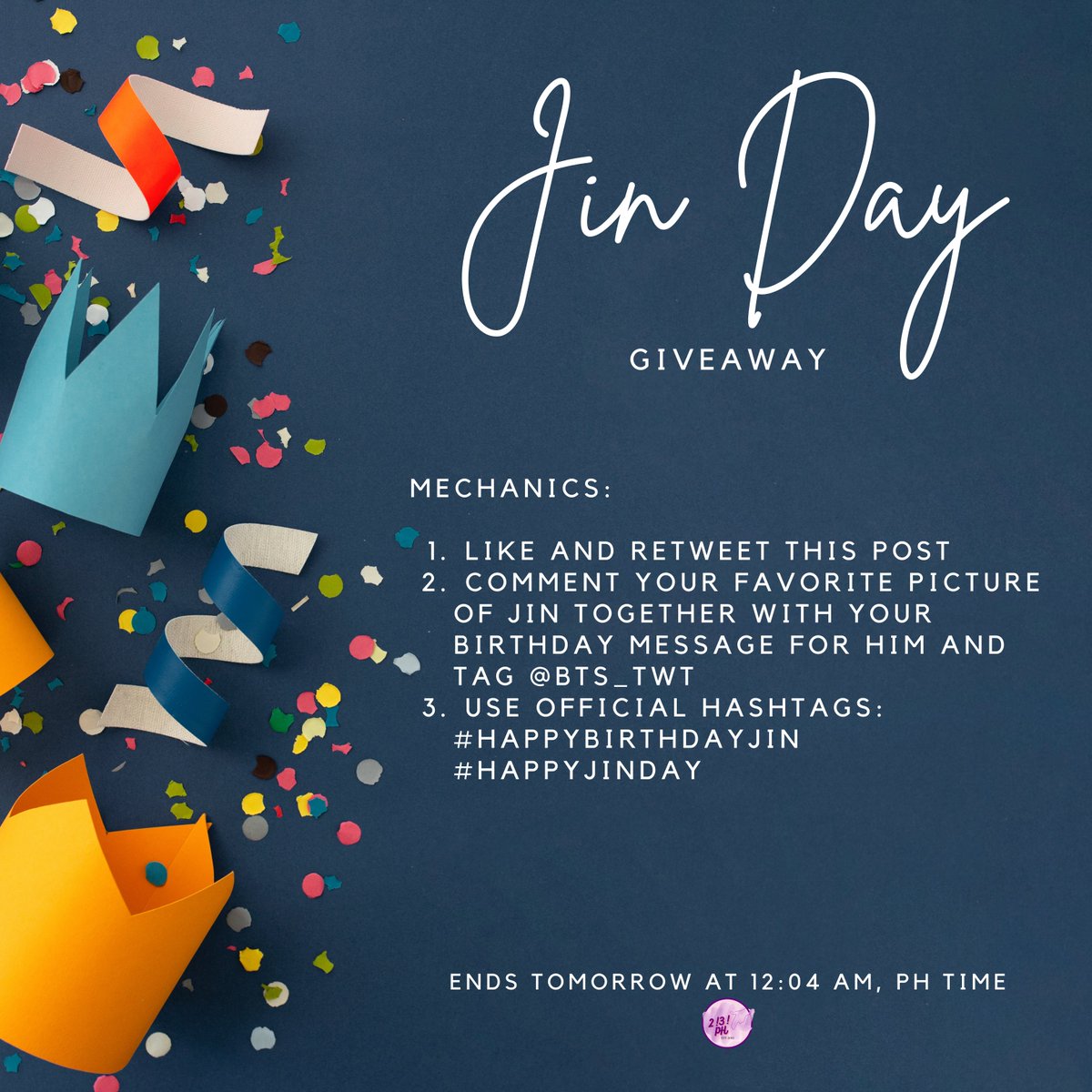 doolsetPH's tweet photo. Happy Seokjin Day! @BTS_twt
#DoolSetPHGA
In celebration of Jin's birthday, we are hosting a quick giveaway π
GA prizes:
- 4 β±50 GCash
- 3 β±50 SMART Load (include in your reply if you're a SMART user)
Ends tomorrow at 12:04 AM, PH Time
#HappyBirthdayJin #HappyJinDay https://t.co/JotONHO04p