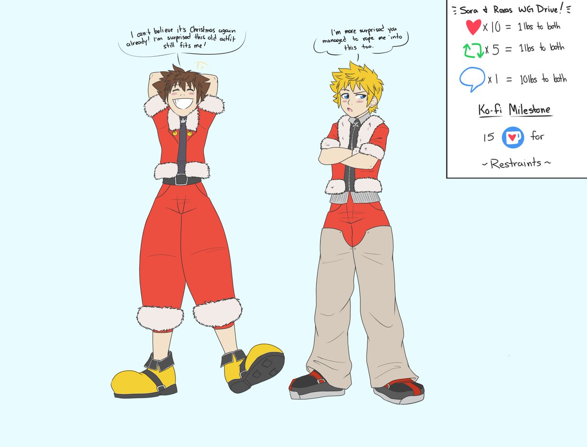 s0ra_belly's tweet photo. hey all! gonna do a xmas WG drive featuring the two good bois! these numbers are subject to change based on the amount of interaction this gets, but it's gonna be fun~ we're also doing ko-fi milestones so if you want to donate, mosey on over here: https://t.co/q0Qmpah1G7 ❤️ https://t.co/jHgI6WoN8W
