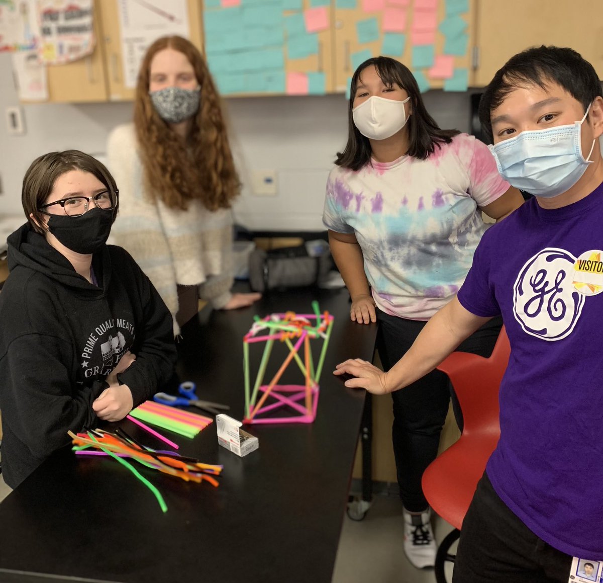 Thank you to the GE Engineers who visited our 8th grade science classes with the Tall Tower Challenge, a part of the Engineering Discovery Series.  The activity focuses on tall buildings and their structures.  #PCMSFamily #VikingDiff #NextEngineers #GEAviation