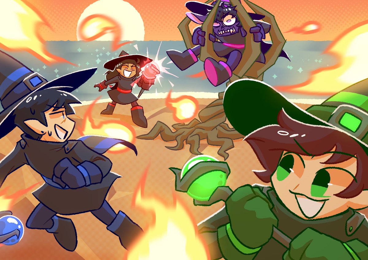 ack we can post these now wooooo
my piece for the #AmigopsZine !! its just magequit fanart bro i had no other ideas lmaoo