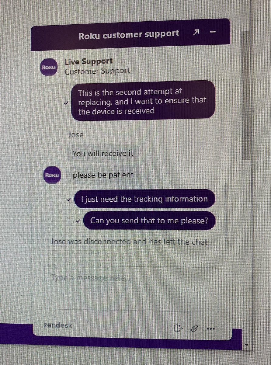ginamaria723's tweet photo. @Roku I don’t understand why your team won’t just give me tracking information? I was always a Roku fan before but your customer service is quickly making me want to switch back to Chromecast. https://t.co/TguMhFXCGJ