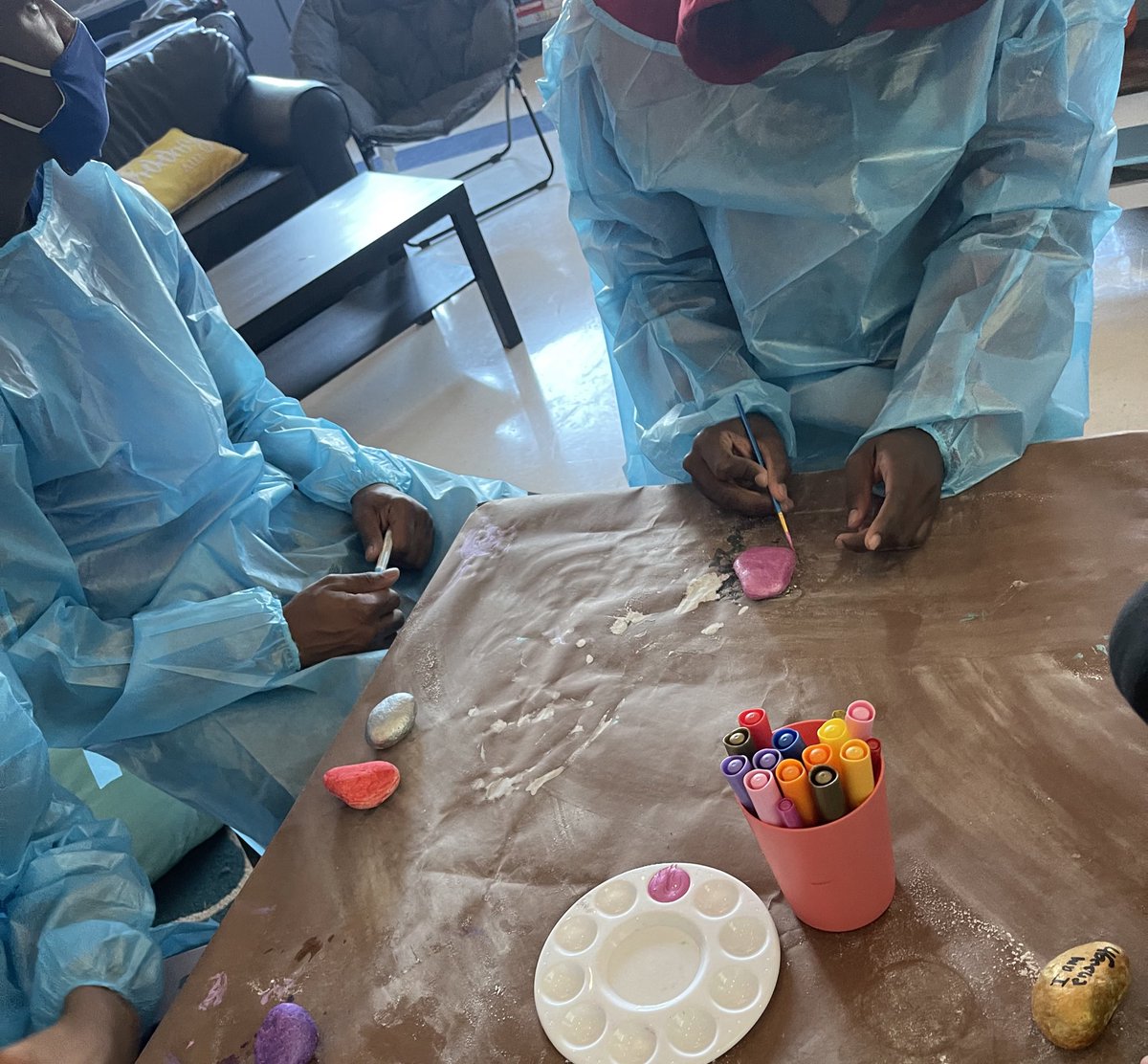 Adding tools to our stress management kits in Adolescent life. Today we made stress balls and Positive affirmation stones. #skillsbasedhealth