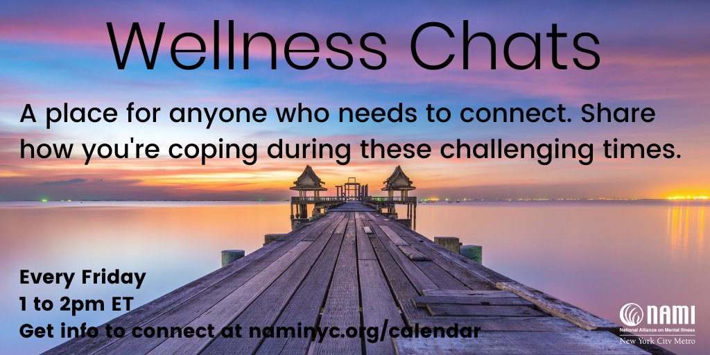 Wellness Chats A place for anyone who needs to connect. How are u handling life these days your wellness your mood the good the not-so-good and the in-between. Share how u r coping dealing w anxiety during these challenging times. Every Friday 1-2pm ET. ow.ly/suF250H1mn9