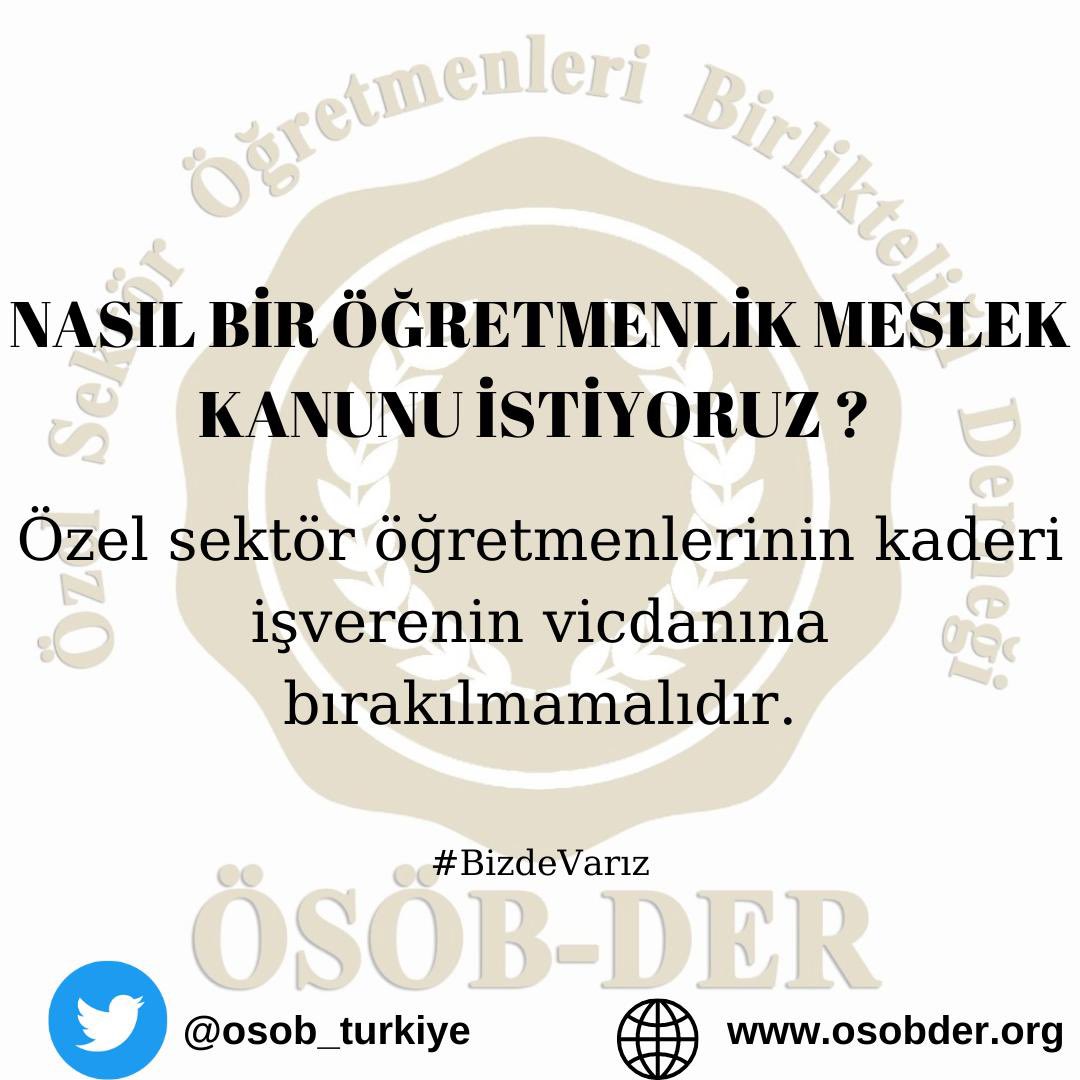 Özelde çalışan öğretmenleri kapsamayan bir Öğretmenlik Meslek Kanunu baştan kördür, sağırdır, dilsizdir! 
#BizDeVarız #BizDeÖğretmeniz <a href="/osob_turkiye/">Özel Sektör Öğretmenleri Birlikteliği Derneği</a>