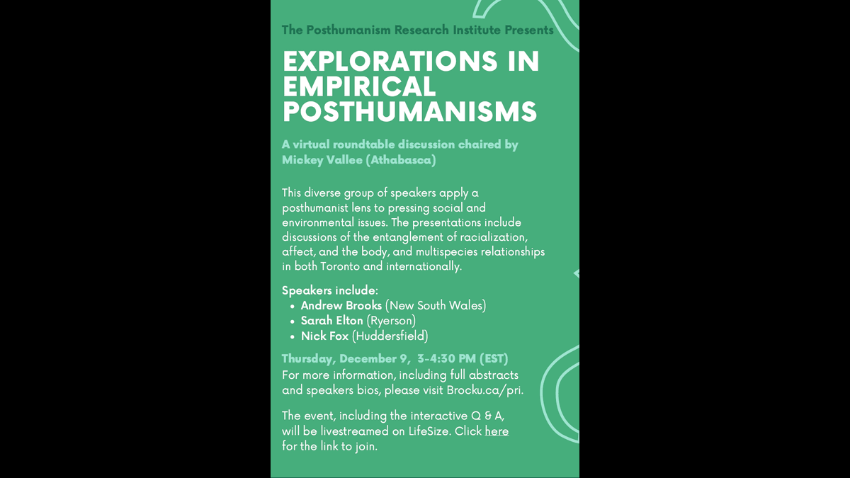 SocNewMat's tweet photo. Looking forward to speaking at the Empirical Posthumanisms event on 9 Dec (2000 hours GMT).  A truly international line-up!  I am speaking about posthumans and climate change.  Live stream at  https://t.co/HMSpNqmgvR Please RT https://t.co/xQkHzm6FZO