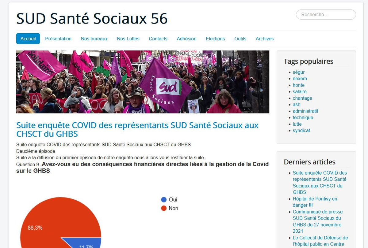 SudLorient's tweet photo. Voilà le tout nouveau site du syndicat Sud Santé Sociaux 56
#Bretagne #Lorient 
https://t.co/OndsguK7A9 https://t.co/X90mzDElAE