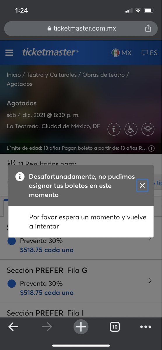 Delfix21's tweet photo. @Ticketmaster_Me 
@ServicioTM  
Por que no se pueden asignar boletos?
Me ayudan. https://t.co/Wg4yjQhbp4