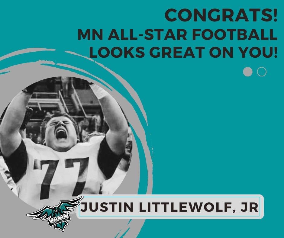 davecpeterson's tweet photo. Congrats to Justin!! He will be playing in Minnesota All-Star football game this Saturday!! https://t.co/cWEJJ9vKZz