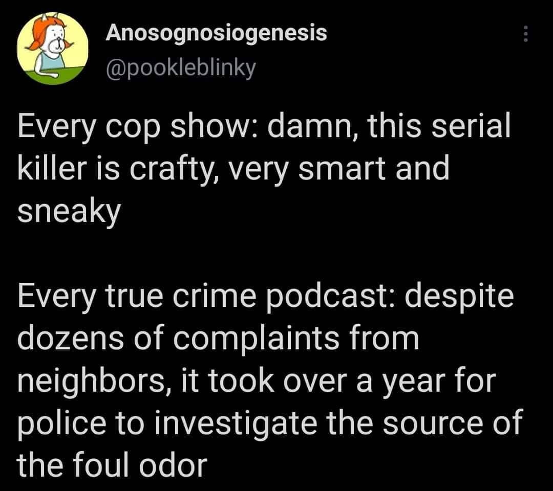 enightmarespod's tweet photo. Enjoy some memes! And don't forget to listen to this week's episode, Black Friday Crimes π€β€π»ππ€
#truecrimememe #truecrime #podcast
#truecrimepodcast #podcastingcommunity #itfeelsillegaltopostapicofatweethere #Memes https://t.co/qbQABymk20