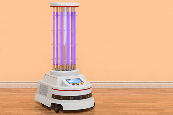 UltralifeCorp's tweet image. A typical #DisinfectionRobot incorporates a #disinfectionlamp (#uvclamp) that is connected to an #autonomousmobilerobot (AMR).  The AMR requires batteries that are often charged in a similar way to a warehouse #AGV.  hubs.li/H0_Mnw90
