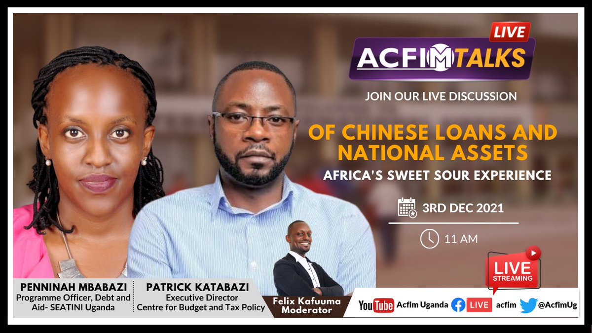 SEATINIUGANDA's tweet image. Its happening Tomorrow❗ 
Please join the discussion #ACFIMTalks as our very own @Kahangire_Penny &amp;amp; @katabaazi25 share insights on Chinese loans and national assets in Africa&apos;s context.

@AFRODAD2011 @JasonBraganza1 @SKidwingira @sarahnkuchia @nicksonogwal @actionaiduganda