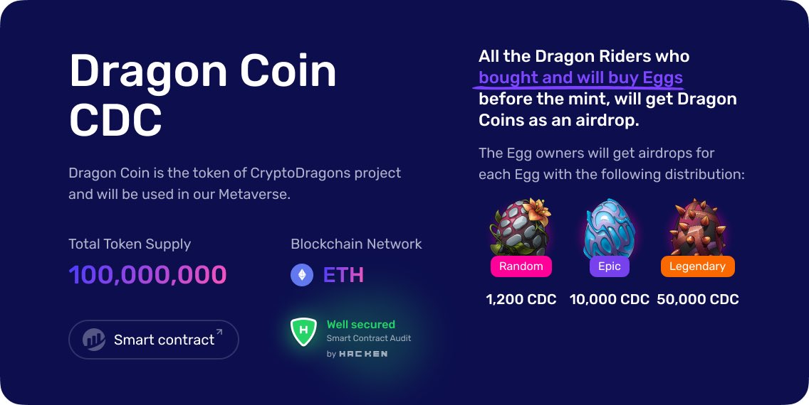 🐉 🪙 Riders, you can already find info about Dragon Coin on our official website!

Take a look 👀 cryptodragons.com