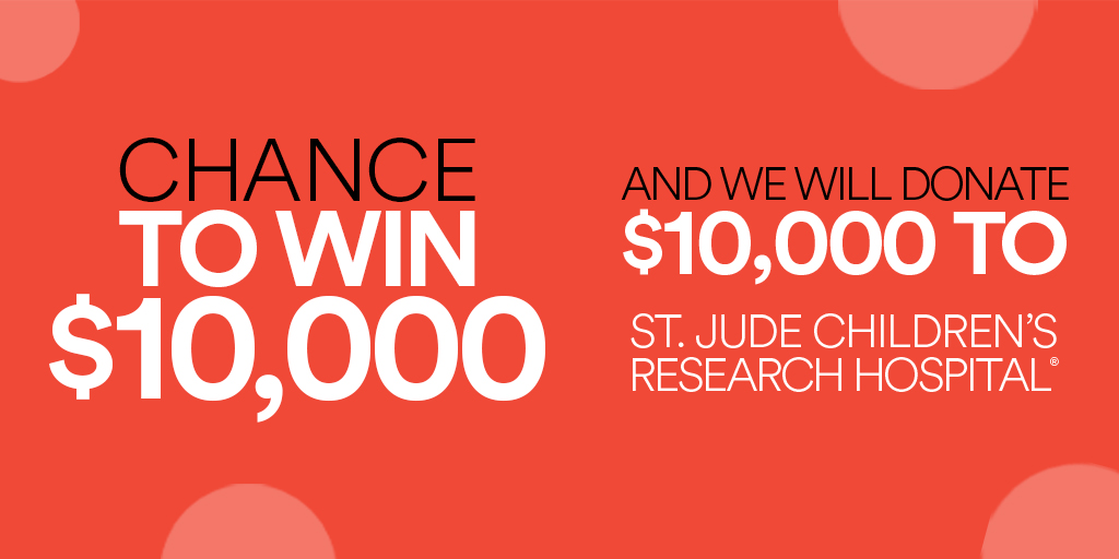A $10,000 shopping spree is up for grabs! 🎁 Plus, if you win, we'll donate $10k more in your name to St. Jude Children's Research Hospital. ENTER NOW: bddy.me/3dh1wKh *NO PURCHASE NECESSARY. Enter by 12/31/21. Official Rules: bddy.me/3dguDgA