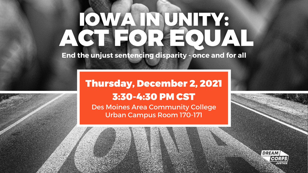.<a href="/DreamJustice/">Dream.Org Justice Team</a> is in Iowa w/ its community leaders to help #PassTheEqualAct. The unfair sentencing discrepancy b/t crack &amp; cocaine greatly affects Iowans, but it affects Americans across the nation too. Let’s lift the voices of those impacted &amp; end this injustice once &amp; for all.