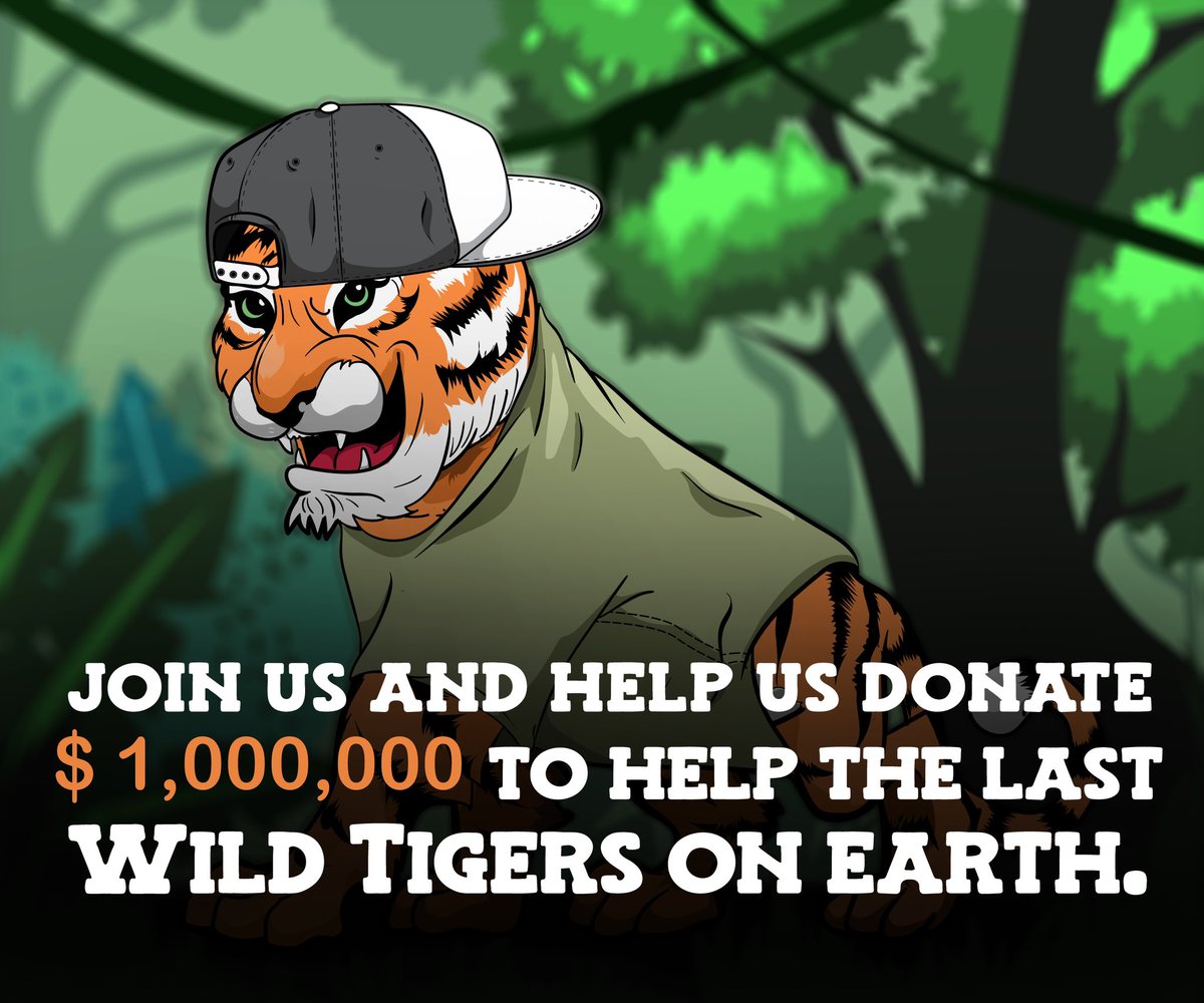 The tigers need our help! There are only 3,900 tigers left in the wild! Join us on our mission to donate $1M to help these beautiful cats. 

#NFTGiveaway #NFTGiveaway #ETH