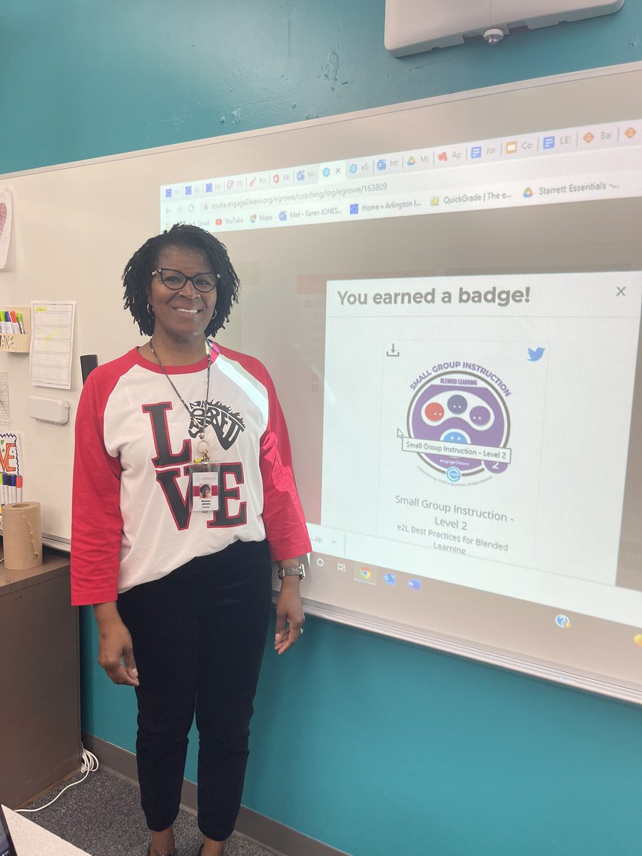 followthelita2's tweet photo. Ms. Jones at Starret Elementary just badges in small group instruction! She creating small group instruction that is data based and inclusive check for understanding!! @engage_learning @mitziclarkrich @agilmore1 @StarrettElem @ArlingtonISD https://t.co/T0EHa5DPC5