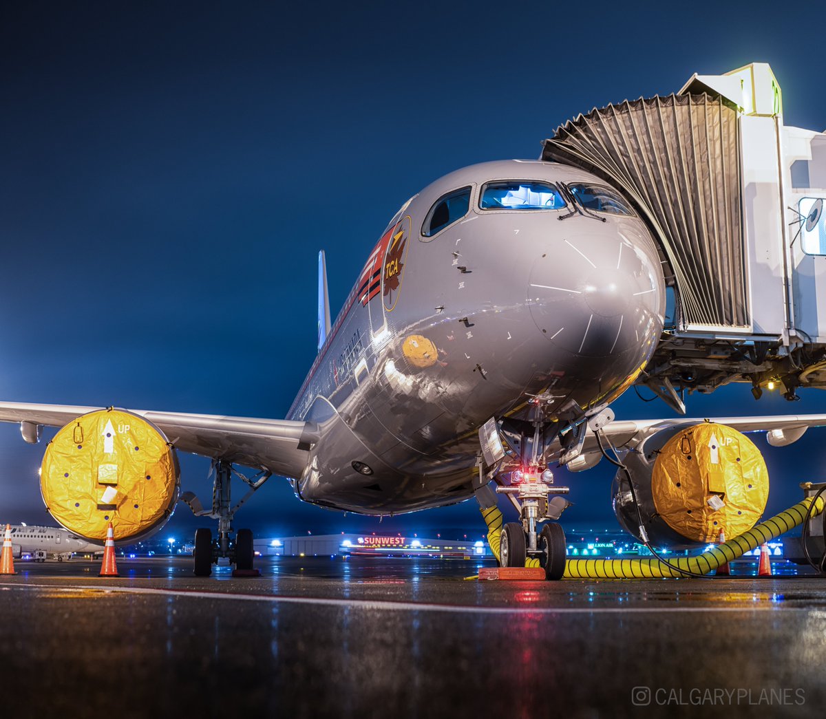 Air Canada's stunning #AirbusA220 sporting the retro Trans-Canada Air Lines livery. #yyc #Calgary #Cseries