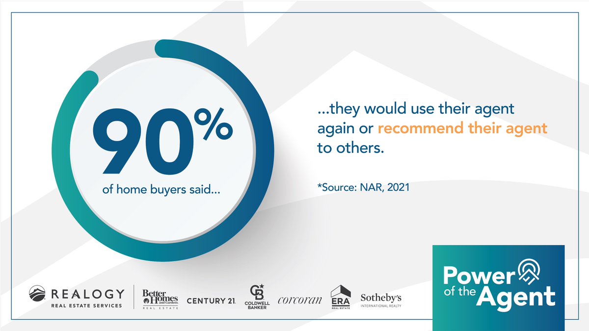 Realogy's tweet photo. Nobody says it better than home buyers and sellers: real estate agents make the difference. #PowerOfTheAgent https://t.co/YKU76FUsmC