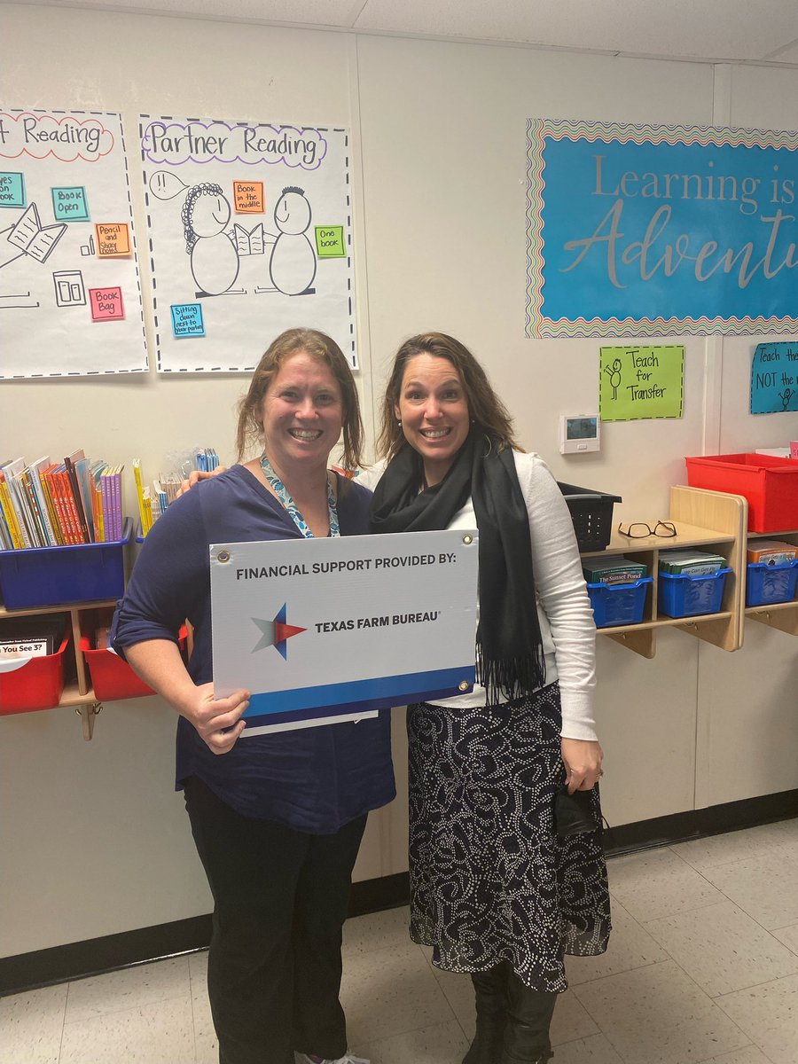 Mrs. Hunter here! So glad <a href="/terribnsn/">Terri Benson</a> and Mrs. Harris assisted me with this grant and happy to say I was awarded a grant for First Grade at Eastside! #theclevelandway Thanks to Texas Farm Bureau!
